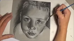 Portrait Drawing of a Little Boy, YouTube thumbnail by Heidi Rounds.